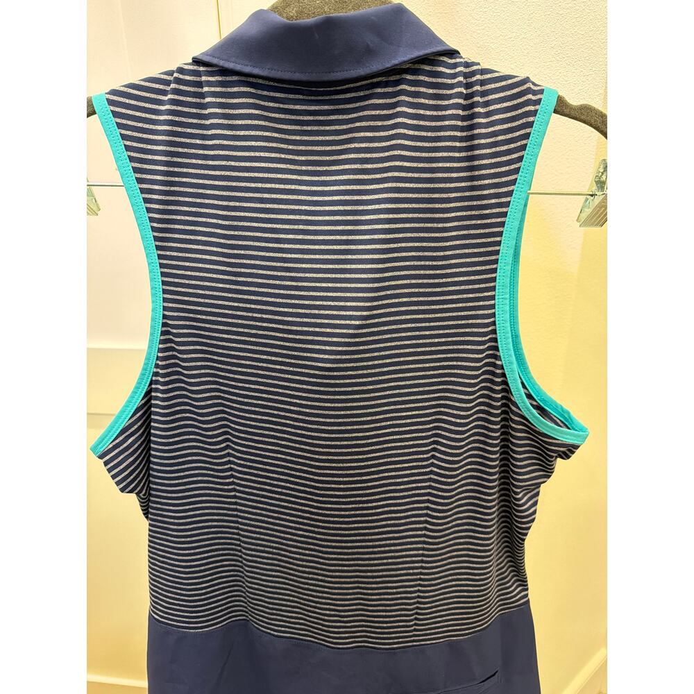 Adidas Women's Large Rangewear Golf Dress Blue Performance Sleeveless Polo Top - Picture 7 of 8